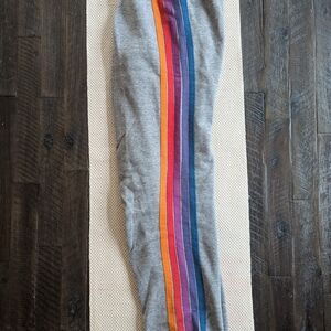 AVIATOR NATION WOMEN'S 5 STRIPE SWEATPANTS - HEATHER GREY // PURPLE ORANGE - XS